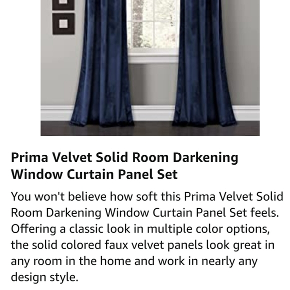 Prima Two Panel Velvet Darkening Insulated Window Curtains Navy Blue 38" X 84" - Picture 16 of 16